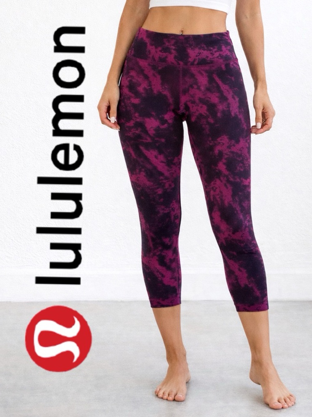 💪🩵💗Lululemon Magenta Tie-Dye Leggings | High Rise Yoga Workout Pants | Small